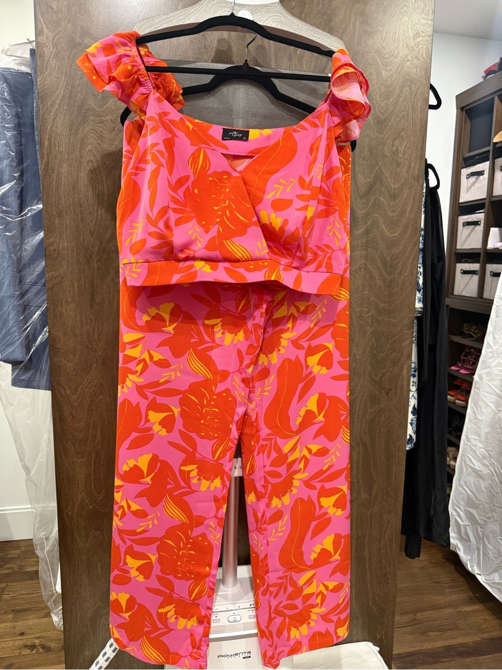 Floral Pink & Orange Wide-Leg Jumpsuit